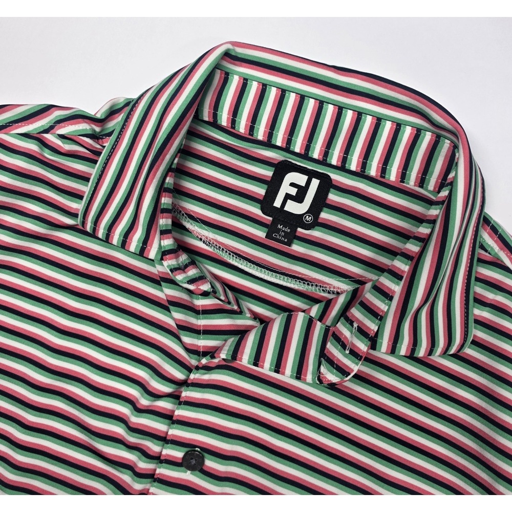 Footjoy Mens Size M Short Sleeve Multicolored Striped Polo Shirt Golf